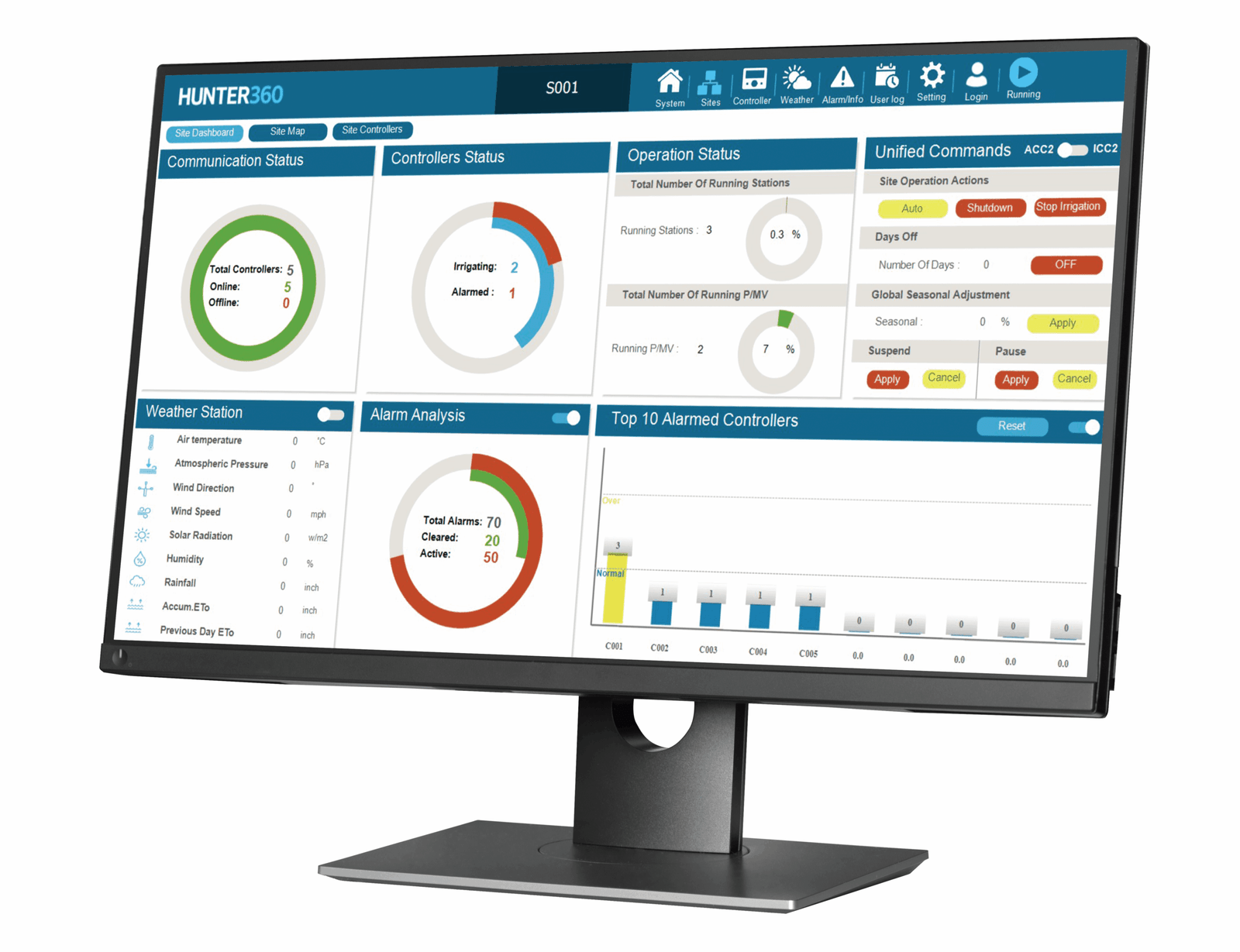 Gros plan sur une buse MP Rotator de Hunter Industries ou un contrôleur ACC2, symbolisant la technologie d'irrigation de pointe.