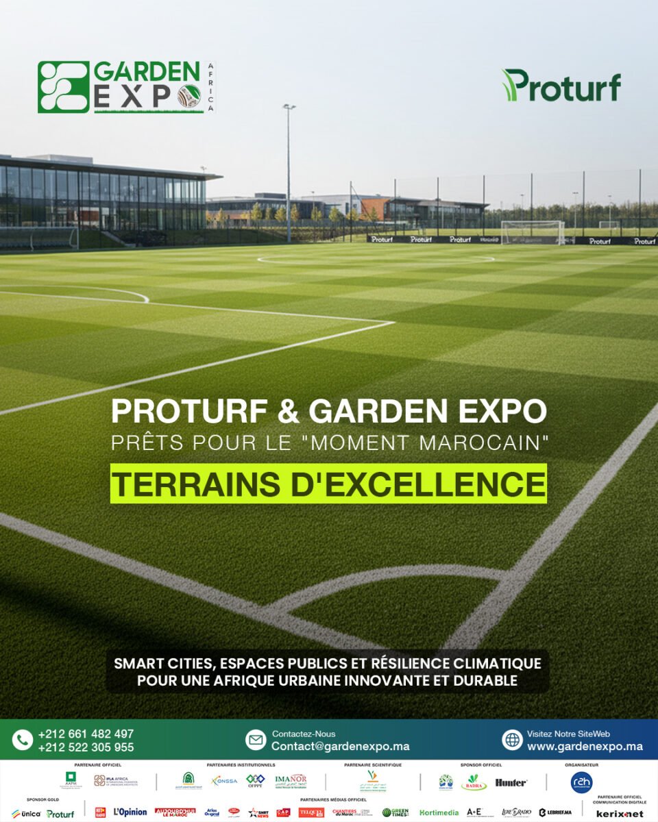 Aire de jeux moderne et écologique conçue par un fournisseur d'espace vert à Casablanca, intégrée dans un parc urbain, illustrant les nouvelles tendances pour le salon amenagement Maroc 2025.